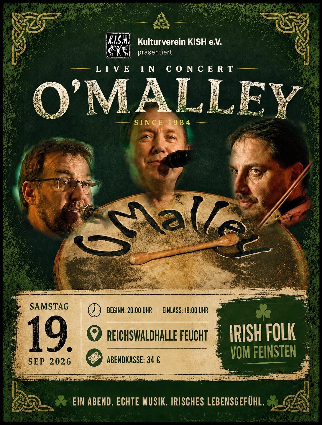 O'Malley – Plakat zum Konzert am 19.09.2026 in der Reichswaldhalle Feucht
